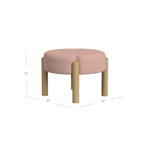 HomePop Luna 22" Round Ottoman - Pink Boucle - color: Pink, size: 22"D x 22"W x 16"H