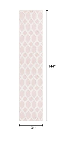Rugs.com - Sabrina Soto Casa Rug – 12 Ft Runner Pink Textured Cotton Rug – Modern Geometric Style for Hallways and Entryways - color: Pink, size: 2'7" x 12' (Runner)
