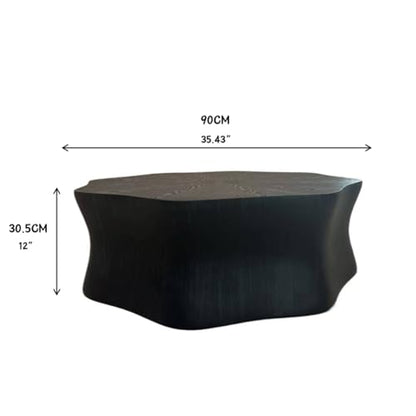 Round Black Marble Coffee Table, Modern Drum Design, Circle FiberglassCoffee Table, End Table for Living Room, Apartment, No Assembly Required (35''Black Flower) - color: 35''black Flower