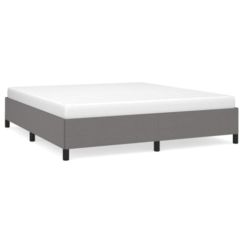 King Dark Gray Upholstered Platform Bed Frame 77.2 x 81.1 x 13.8 in Modern Matte Fabric Low-Profile Bedroom Furniture for Couples and Spacious Sleep - color: Grey-a, size: King