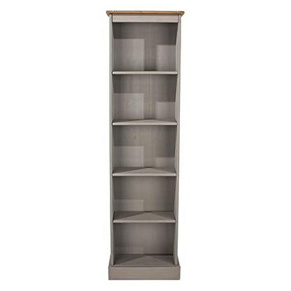 Wood Bookcase - Bookshelf - Tall Small Bookshelf - 118.11" W x 7.87" D x 69.29" H (Gray) - color: Grey