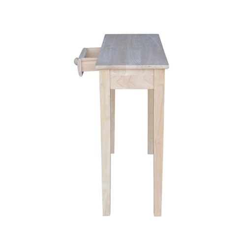 IC International Concepts, Rectangular Hall Table W/Drawer , Solid Real Wood, Sturdy Parawood, 30"W x 12"D x 29"H , DIY, Paint/Stain Ready, Unfinished