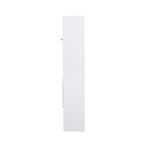 Space-Saving Fold Out Wall Desk, Convertible Writing Table with Large Storage Cabinet & Shelves, Tall Cabinet Bookcase for Small Apartments, Home Office Workstation (White)