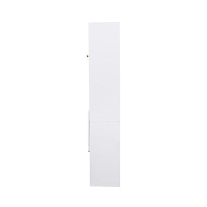 Space-Saving Fold Out Wall Desk, Convertible Writing Table with Large Storage Cabinet & Shelves, Tall Cabinet Bookcase for Small Apartments, Home Office Workstation (White)