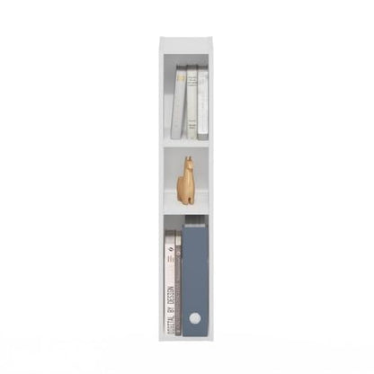 Pemberly Row 3-Tier Narrow Bookcase, 9.3 x 5.9 x 31.5 in, White Finish, FSC-Certified Particle Board, Adjustable Shelves, Compact Vertical Storage for Living Room, Bedroom, Home Office