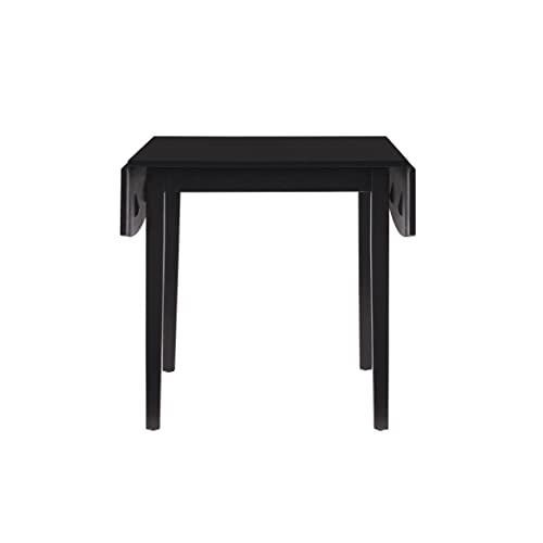 Linon Torino Black Wood 30" Square Drop Leaf Table - 30" X 48" Fully Extended - color: Black