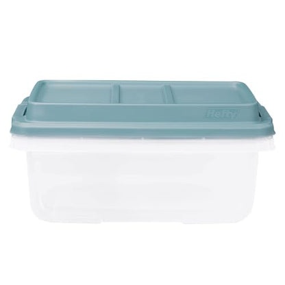Hefty 18 Quart Hi-Rise Storage Bin with Lid, Stackable Plastic Container for Home, Office, and Classroom Organization, 8 Pack, Smoke Blue - size: 18 QT - 8 Pack