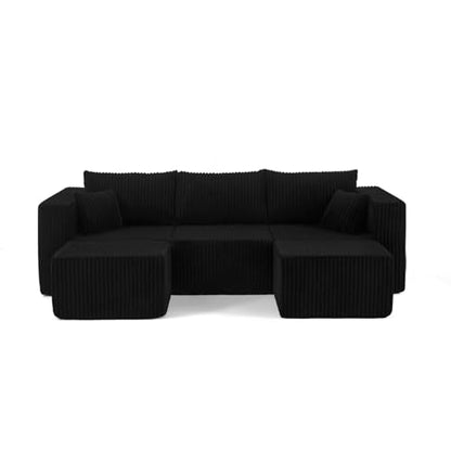 Geelife Compact Modular Sectional Sofa - Black - Minimalist Design - Family-Friendly - Space-Saving for Small Living Rooms