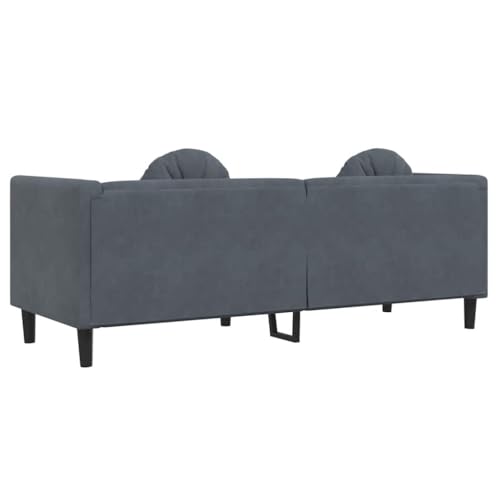 Dark Grey Velvet 3-Seater Sofa for Modern Living Room, 76.2 Inch Long with Thick Cushions and Plush Armrests, Plywood and Solid Wood Frame - color: Dark Gray, size: 1 & 3-Seater