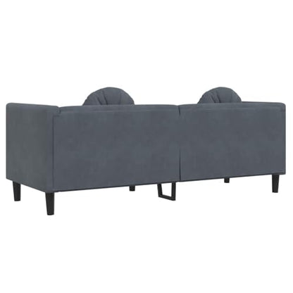 Dark Grey Velvet 3-Seater Sofa for Modern Living Room, 76.2 Inch Long with Thick Cushions and Plush Armrests, Plywood and Solid Wood Frame - color: Dark Gray, size: 1 & 3-Seater