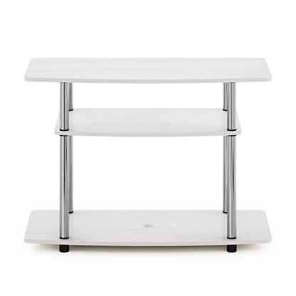 Furinno Turn-N-Tube No Tools 3-Tier Entertainment Center TV Stand for TV up to 32 Inch with Stainless Steel Tubes, White Oak/Chrome - color: White Oak, size: 32-Inch Stainless Steel Poles