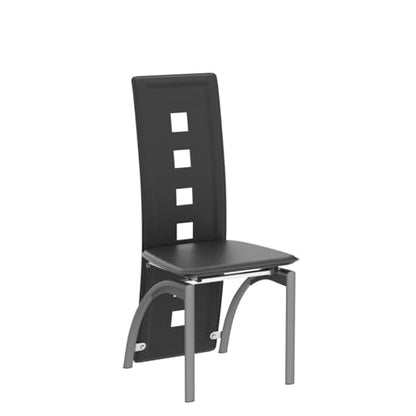 Karl home Dining Chairs Set of 4, PU Leather & Hollow High Back, Black | Black kitchen chairs with padded seats & foot cap protection for dining kitchen living room,300lbs capacity,space-saving - color: Black, size: Set of 4(1)