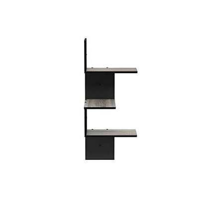 Furinno Rossi Wall Mounted Shelves 3-Tier Rectangle French Oak Grey/Black - color: French Oak