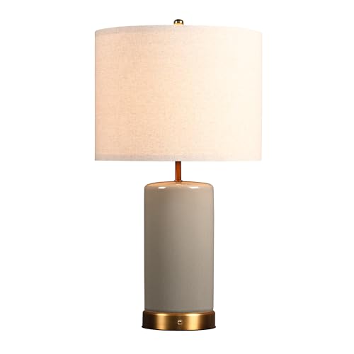 O’Bright Dune - Battery Powered Table Lamp, Rechargeable Cordless Ceramic Lamp, Full-Size 24 Inch Height, 4-Level Dimming, Smart Safety Protection, Type-C Fast Charging, LED Bulb Included, Stone Grey - color: Stone Grey, size: 24-inch