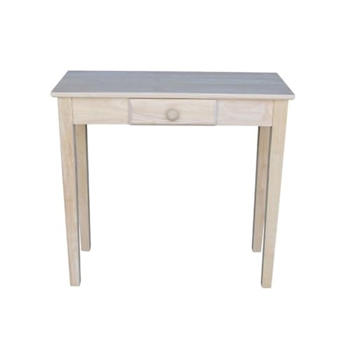 IC International Concepts, Rectangular Hall Table W/Drawer , Solid Real Wood, Sturdy Parawood, 30"W x 12"D x 29"H , DIY, Paint/Stain Ready, Unfinished