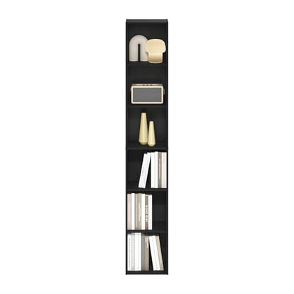 Furinno LUDER Book Shelf, 6-Tier Tall Modern Bookshelf, Bookcase with Open Shelves, 9.3 x 12 x 71, for Living Room, Bedroom, Home Office, Blackwood - color: Blackwood, size: 6-Tier, 12.1-Inch Width