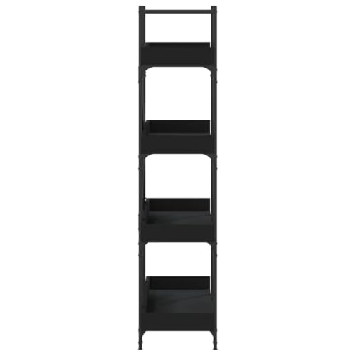 4-Tier Industrial Bookcase, 39.4 inch Metal Frame Bookshelf with Engineered Wood Shelves, Open Storage Book Rack for Living Room, Office, Black - color: Black 15