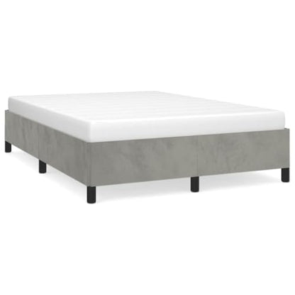 Full Size Bed Frame, Modern Upholstered Platform Bed with Soft Velvet Fabric, Durable Plywood Slats, Sturdy Bedroom Furniture, Light Grey - color: Light Gray, size: Full & 13.8"