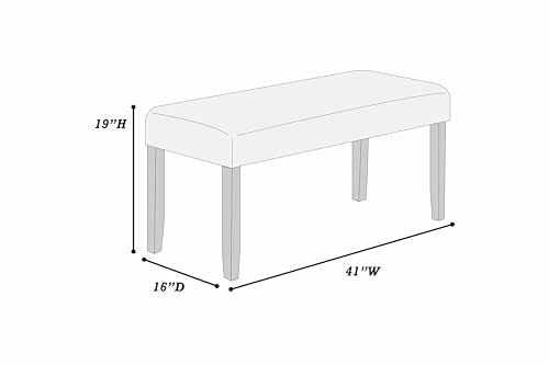 Modern Upholstered Dining Bench: Compact Soft Fabric Seating for Small Apartments - Space Saving Rectangular Bench with Wood Legs for Urban Dining Areas
