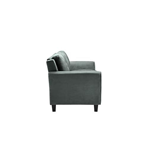 Studio Living Harrington 57.9" Loveseat, Transitional Modern, Pocket Coil Comfort, Easy Assembly, Microfiber Fabric, Dark Grey - color: Dark Grey, size: Loveseat