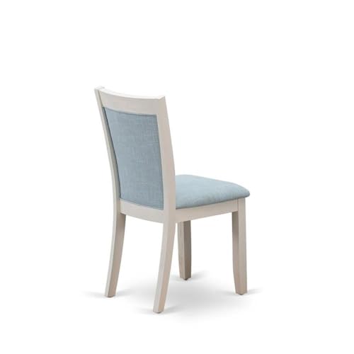 East West Furniture MZC0T15 Monza Parsons Dining Chairs - Baby Blue Linen Fabric Padded Chairs, Set of 2, Wirebrushed Linen White - color: Mzc0t15