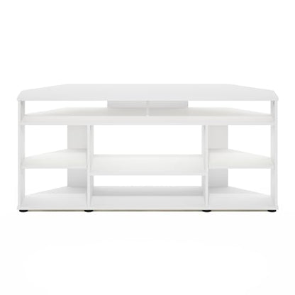 Furinno BESI TV Stand, No Tools Assembly Industrial Style Entertainment Center, TV Console for TV up to 46 Inch, for Living Room, Bedroom, White - color: White