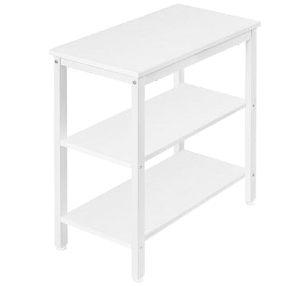 HOOBRO End Table, Simple Rustic Side Table with 3-Tier Storage Shelf, Narrow Nightstand for Small Spaces, Easy Assembly, for Living Room, Bedroom, Industrial Design, White WT14BZ01 - color: White