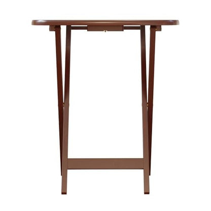 Furnifact Walnut Snack Table Set – Folding TV Trays with Stand for Dining, Working, and Serving – Space-Saving Table Trays for Any Living Room
