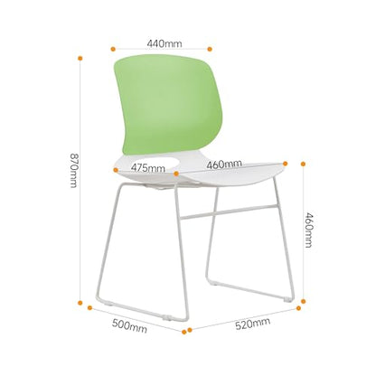 Stackable Chairs Set of 4: Modern Green & White Chairs for Cafe & Home Office - Ergonomic Back Support & Easy Stack Storage with Sturdy Metal Frame for Small Spaces
