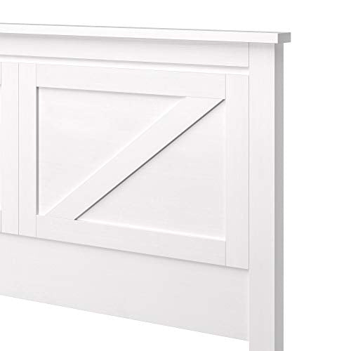 Farmhouse Style Wood Panel Headboard in Gloss White - Full Size - color: Gloss White, size: Full
