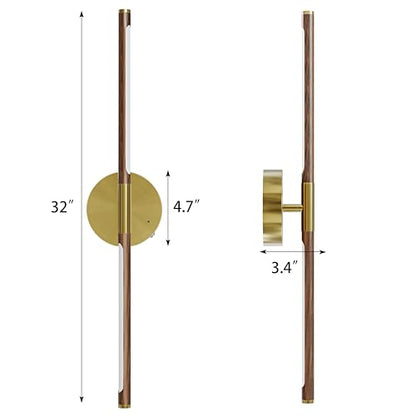 32" Battery Operated Wall Sconce Set of 2, 350° Rotating Lamp, Walnut Gold | Wireless, 8000mAh Rechargeable Battery, Stepless Dimming, 3000K-6000K, Remote & Touch Control, Timer, Living Room, Bedroom - color: Walnut Gold, size: 32 Inch (2 Pack)