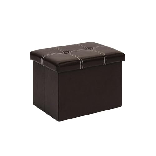 B FSOBEIIALEO Folding Storage Ottoman Cube, Faux Leather Footrest Seat Coffee Table, Brown 16.5"x12.6"x12.6" - color: Brown 16.5"x12.6"x12.6"