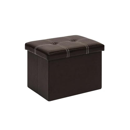 B FSOBEIIALEO Folding Storage Ottoman Cube, Faux Leather Footrest Seat Coffee Table, Brown 16.5"x12.6"x12.6" - color: Brown 16.5"x12.6"x12.6"