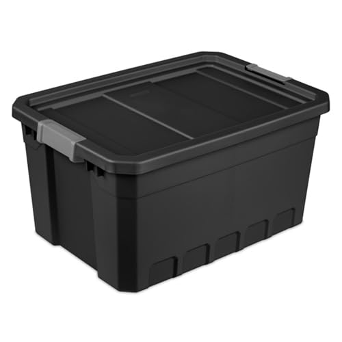 Sterilite 18-Pack Plastic Storage Bins with Lids, Stackable Containers, 19 Gallon, Black - size: 19 Gallon, style: 18 Pack