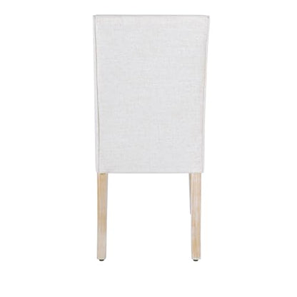 Homepop Scalloped Detail Dining Chair|Upholstered Parsons Dining Chairs |Decorative Home Furniture, Cream Textured Woven (Set of 2) - color: Cream Textured Woven(set of 2), style: Pack of 2