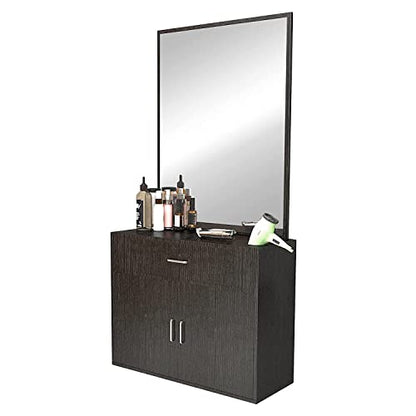 Artist hand Wall Mount Salon Station Styling Station Barber Beauty Spa Salon Equipment(Black) | Space Saving Wall Mounted Styling Station Designed For Hair Styling, Barber Shop, Beauty Salon & Spas - color: Deep Wood-grain