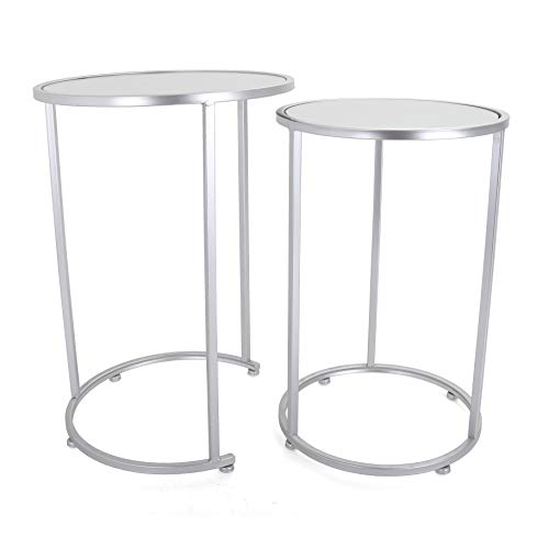 Nested Metal Side Tables - Set of 2 for Living Room & Bedroom (Silver) - color: Odessa - Silver