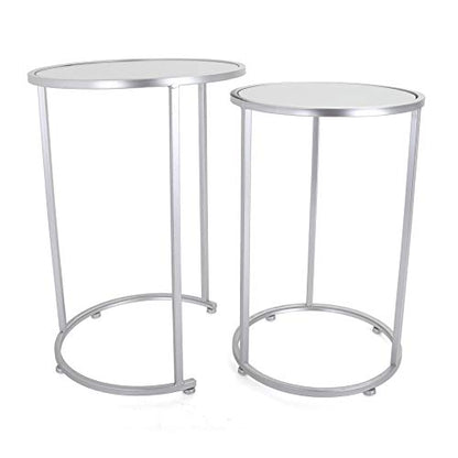 Nested Metal Side Tables - Set of 2 for Living Room & Bedroom (Silver) - color: Odessa - Silver