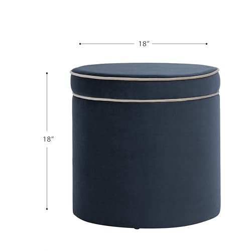Spatial Order 18" Velvet Storage Ottoman with Lift-Off Lid - Blue Velvet - color: Blue Velvet
