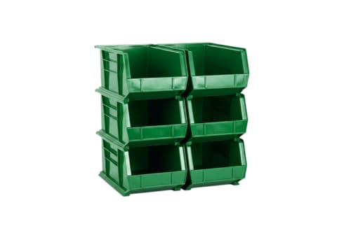 HE HUDSON EXCHANGE 15" x 8" x 7" (6 Pack) Plastic Stackable Storage Bin, Green - color: Green, size: 6 Pack