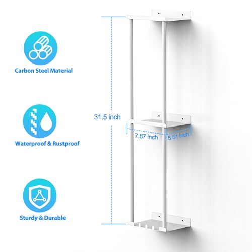 Liuoud Towel Rack for Bathroom, Wall Mounted Vertical Rolled Towel Storage Organizer Holder with Shelf, Holds Up 6 Large Bath Sheets, White - color: White, size: Standard Size