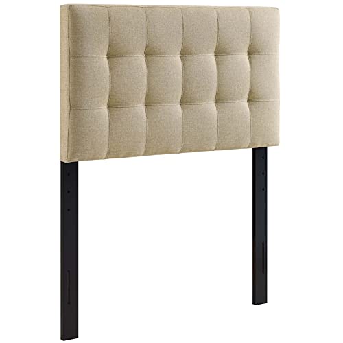 Modway Lily Tufted Linen Fabric Upholstered Twin Headboard in Beige - color: Beige, size: Twin