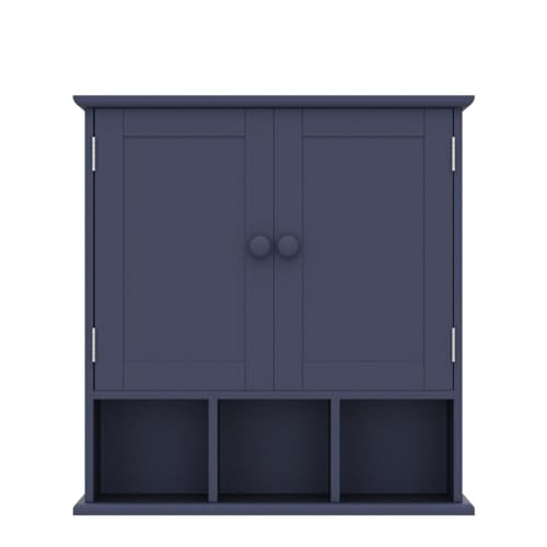 TaoHFE Blue Bathroom Over The Toilet Storage Cabinet | Wall Medicine Cabinet Organizer With 2 Door Adjustable Shelves,Wooden Modern Bathroom Shelves Wall Mounted Laundry Room - color: Blue