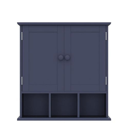 TaoHFE Blue Bathroom Over The Toilet Storage Cabinet | Wall Medicine Cabinet Organizer With 2 Door Adjustable Shelves,Wooden Modern Bathroom Shelves Wall Mounted Laundry Room - color: Blue