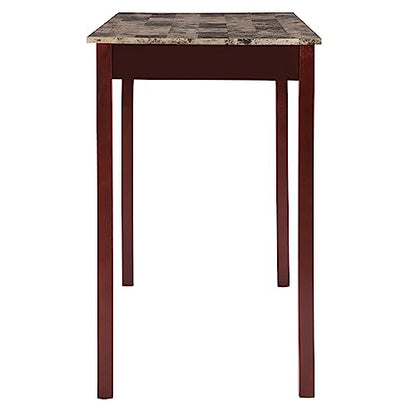Linon Brown 3-Piece Table Faux Marble Tavern Set, 42" w x 22.25" d x 36" h - color: Brown
