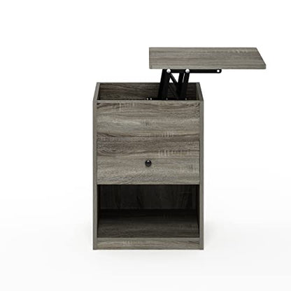 Furinno Jensen Lift Top Nightstand, French Oak Grey - color: French Oak Grey, style: 1-Pack Lift Top