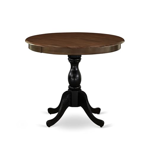 East West Furniture AMT-ABL-TP Antique Kitchen Dining Table - a Round Wooden Table Top with Pedestal Base, 36x36 Inch, Multi-Color - color: Amt-abl-tp