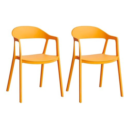 Stackable Dining Chair Plastic Dining Chairs Set of 2 with Hollow Back Dining Chairs Set Modern Save Space Kitchen Chairs - color: Yellow Orange