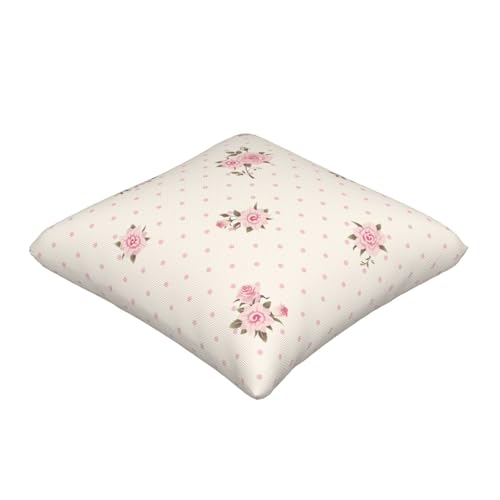 Floral Polka Dot Background Throw Pillow Covers Pink Roses Pillow Cover 18x18 Inch Set of 2 Shabby Chic Rose Flowers Pillowcase Square Cushion Cases for Couch Bed Sofa - color: Pink, size: 18" x 18" (Pack of 2)