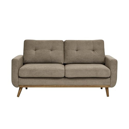 67" Khaki Loveseat Sofa, Mid Century Modern Love Seat Sofas and Comfy Couches for Living Room, Button Tufted Small Cloud Couch for Bedroom Office Apartment Small Space, Easy Assembly (Khaki) - color: Khaki